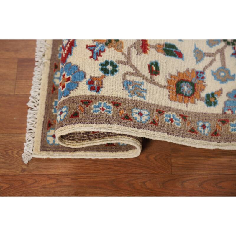 All-Over Floral Kazak Oriental Foyer Rug Hand-Knotted Wool Carpet - 2'0" x 3'0"