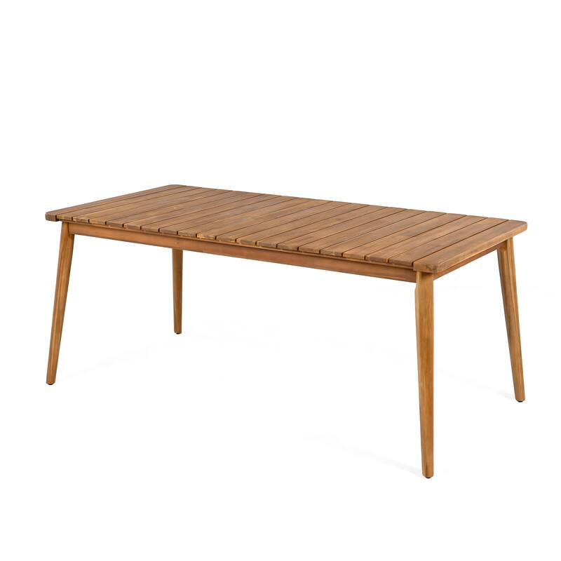 Christopher Knight Home - Lucas Acacia Wood Outdoor Dining Table with Modern Farmhouse Style - Teak Finish