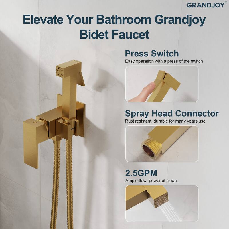 GRANDJOY Bathroom Handheld Bidet Attachment for Personal Hygiene, Pet Washing, and Cloth Diaper Rinsing