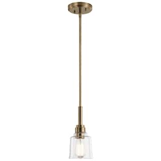 Kichler Aivian 5 Inch 1 Light Mini Pendant with Clear Glass in Weathered Brass