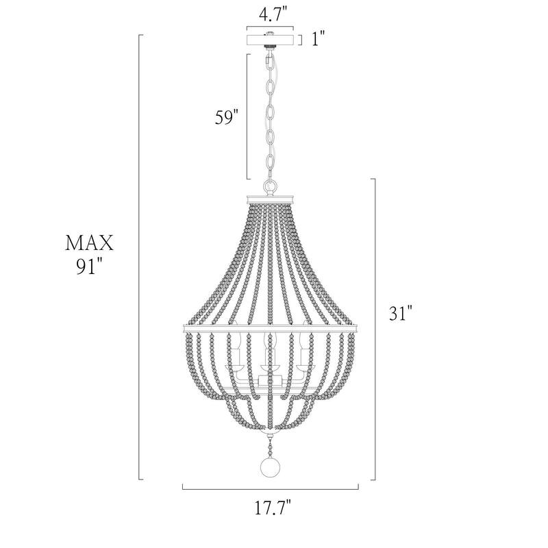 Modern Glam Empire 4-lights Beaded Chandeliers Candle Lantern Ceiling Lights Frosted Crystal Beads Entryway Dining Room