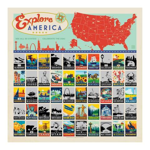 Americanflat National Park Scratch Off Poster, Scratchable List of 50 States Across USA - Multicolor