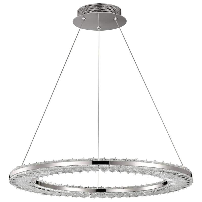 Nova LED 23 Inch Round Pendant Polished Nickel Finish K9 Crystal - Polished Nickel