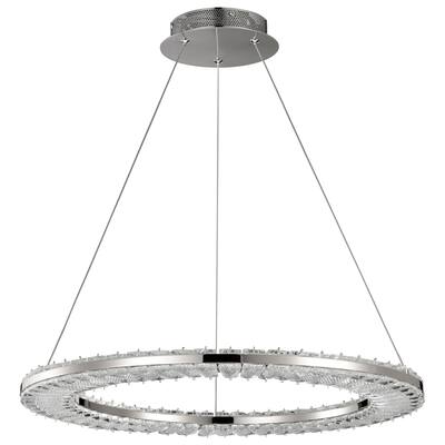 Nova LED 23 Inch Round Pendant Polished Nickel Finish K9 Crystal - Polished Nickel