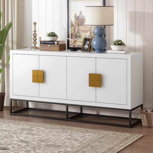 Storage Cabinet 63 Modern Light Luxury Sideboard Buffet Cabinet with Doors Adjustable Shelves for Living Room Dining Room Bed Bath Beyond 40506858