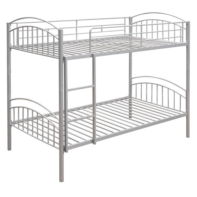 Twin Over Twin Steel Bunk Bed with Guardrails