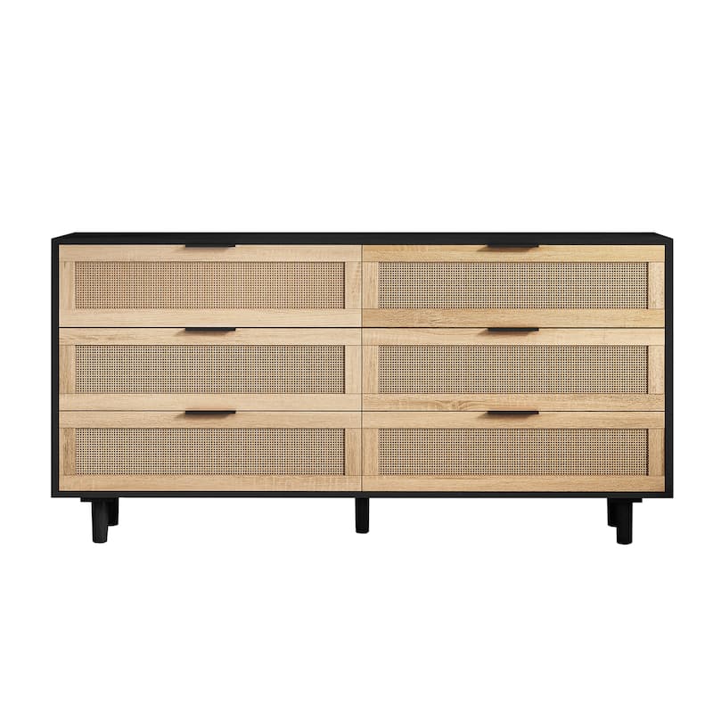 59.06"6-Drawers Rattan Storage Cabinet Rattan Drawer