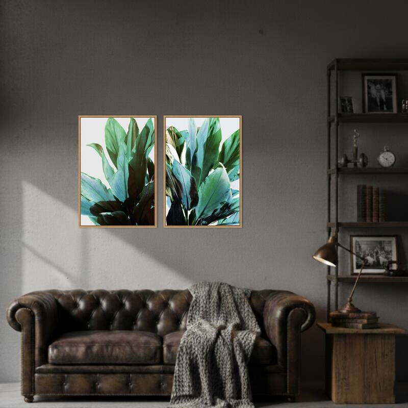 Amanti Art Green Leaves No. 1 & 2 2 Piece by Gemma Bardot Framed Canvas Wall Art