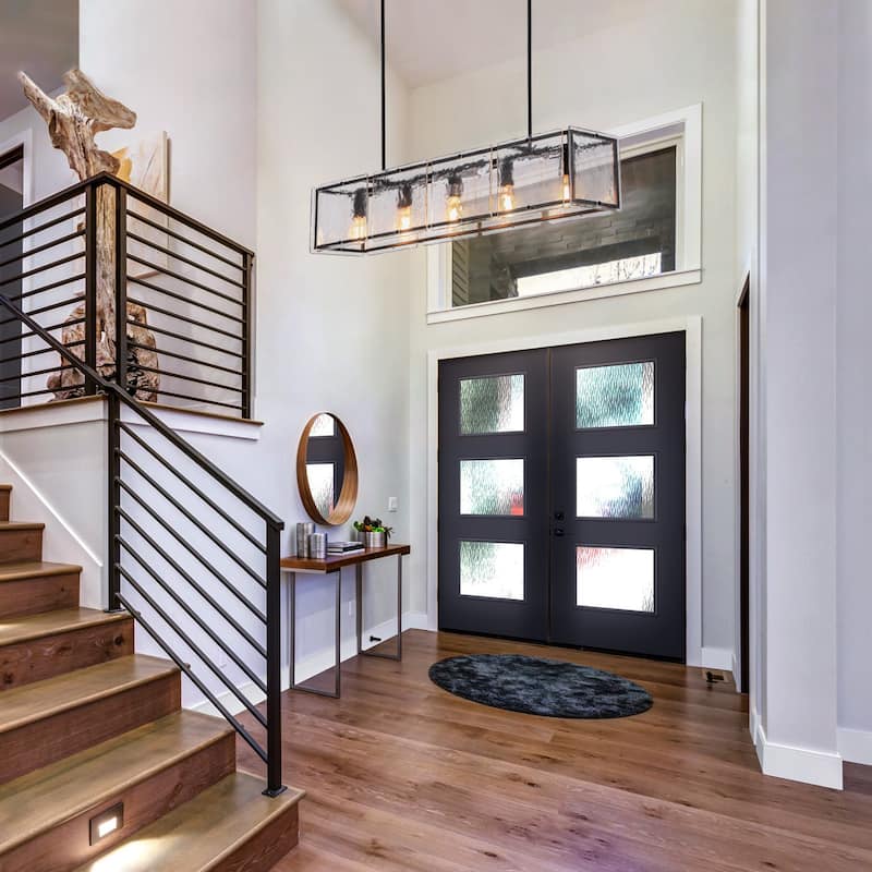 Modern 39.37" Large Rectangle Water Ripple Glass Chandelier for Dining Room - W39.4"