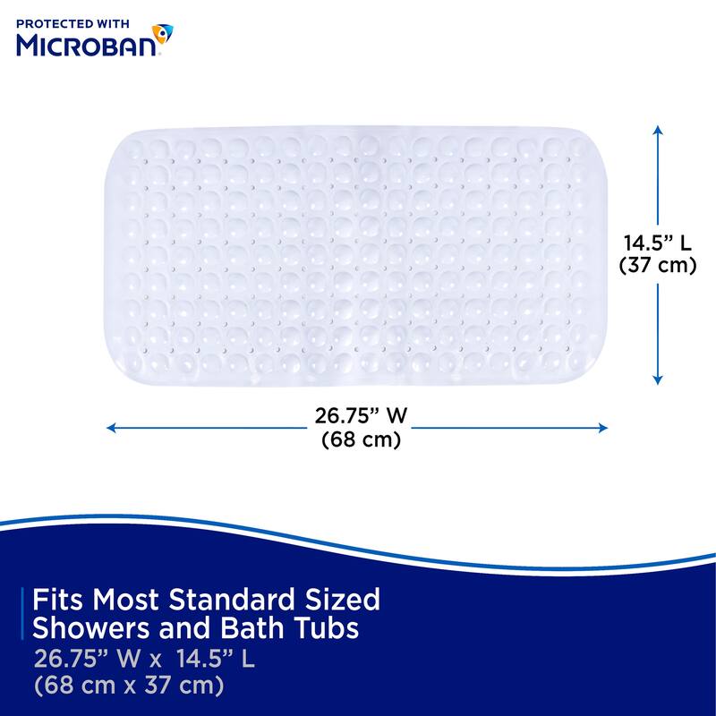 Kenney Microban Protected Bubble Bath Mat, 26.75" L x 14.5" W