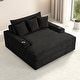 preview thumbnail 10 of 9, Furniture of America Venden Modern Chenille Padded 2-Seater Chaise Loveseat with USB Charger and Cup Holders