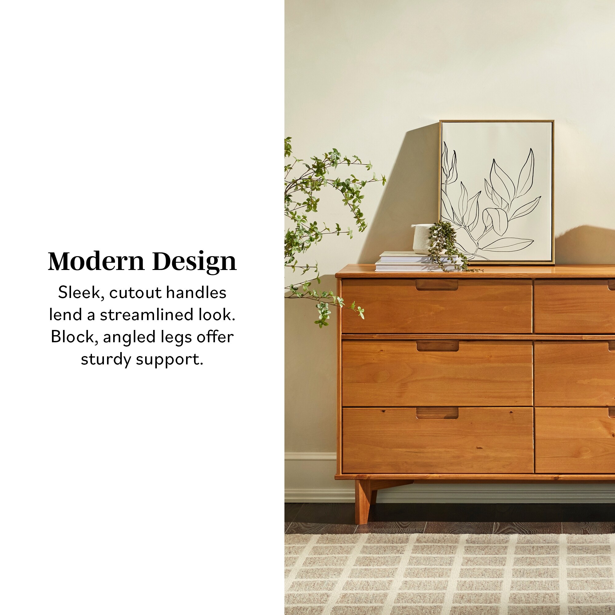 Middlebrook Gammelstaden Mid Century Solid Wood 6 Drawer Dresser