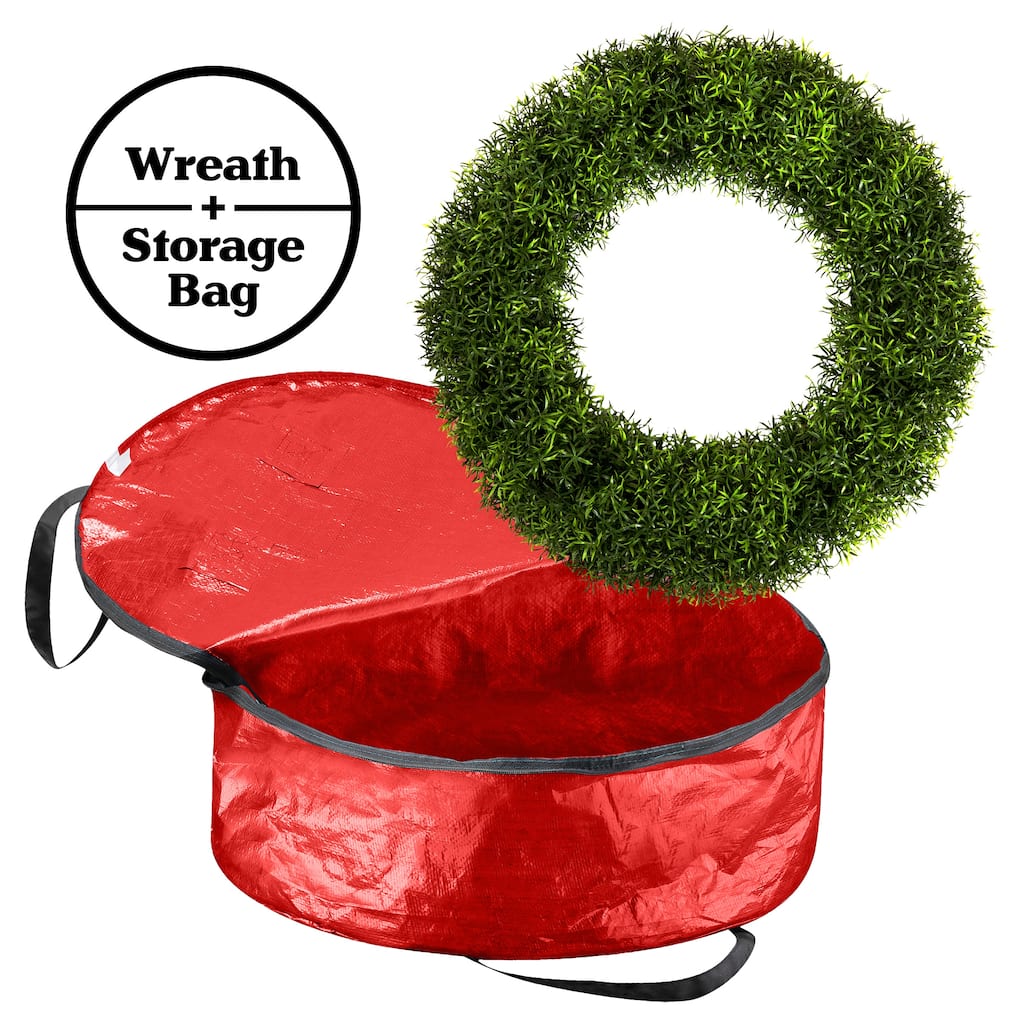 Pure Garden 20-Inch Faux Fern Wreath and Tote Bag