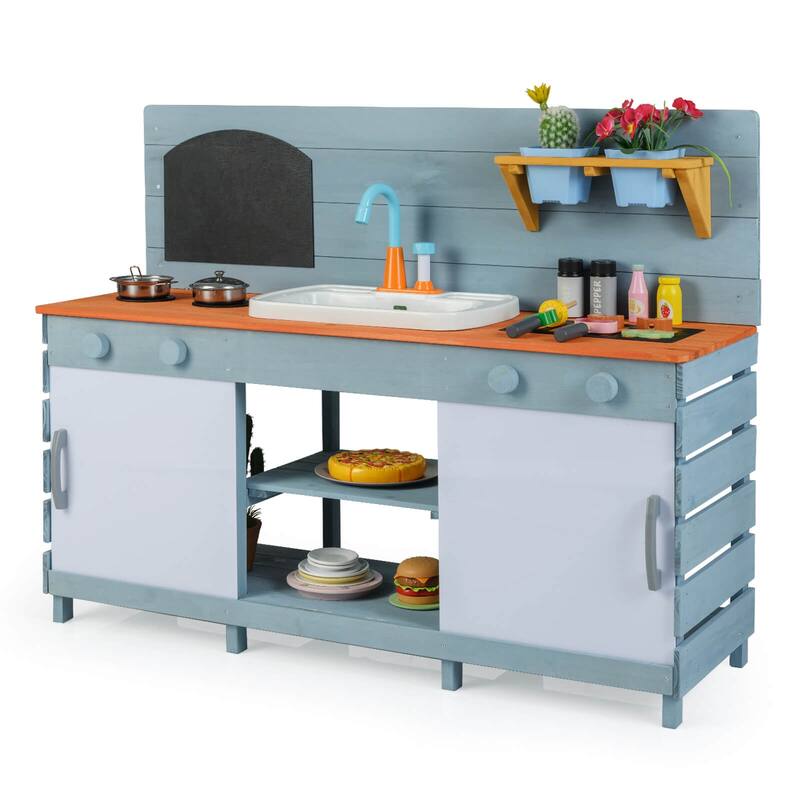 Costway Play Kitchen for Kids Wooden Toy Kitchen Playset with - See Details