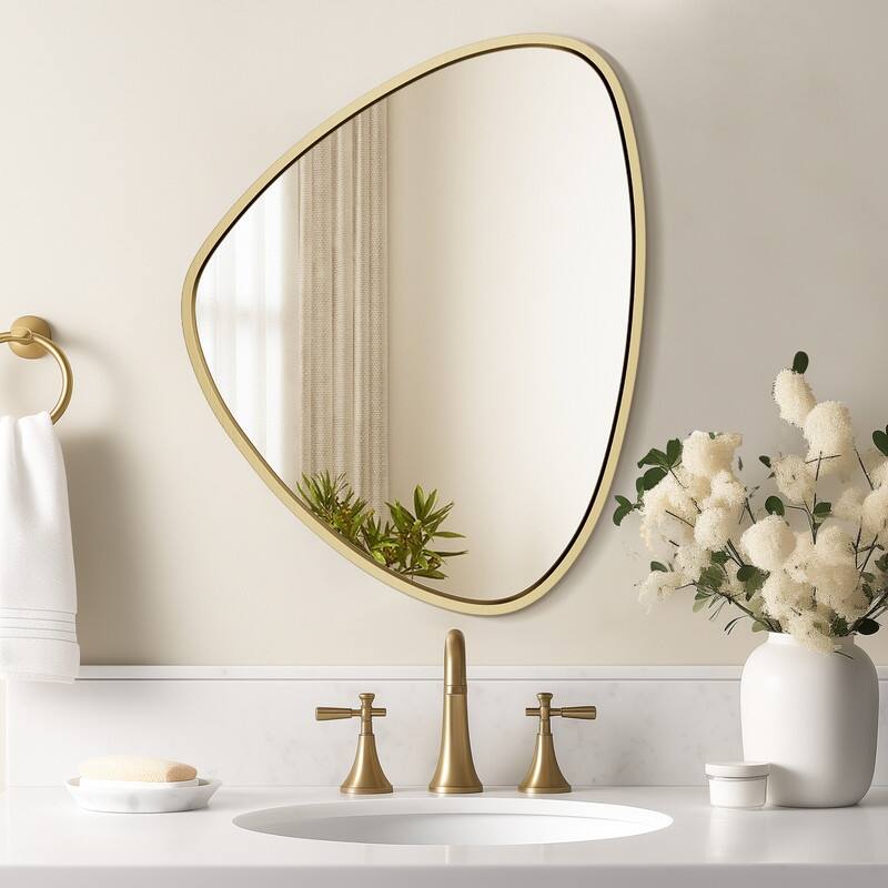 Aluminum-framed Pebble Asymmetrical Decorative Mirror