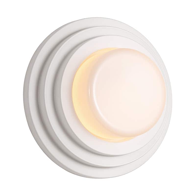 11.8" W Modern Minimalist White Cake-Shaped Tiered Milk Glass Shade Wall & Ceiling Light for Bedroom, Hallways