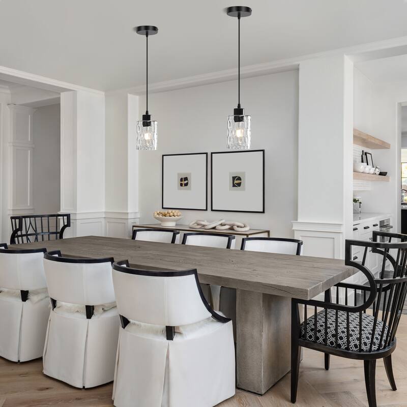 2 Pack 1-Light Kitchen Island Textured Clear Glass Pendant