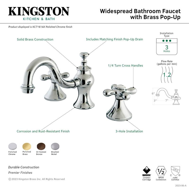 Kingston Brass Victorian Cross Widespread Bathroom Faucet