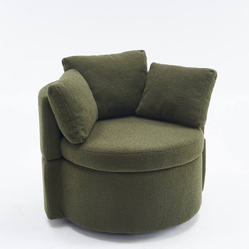 Teddy Fabric Swivel Storage Chair With Back Cushion