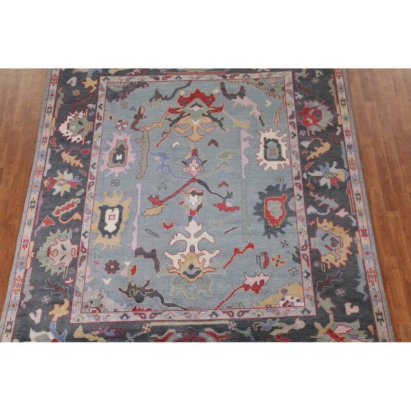 Blue Oushak Oriental Area Rug Handmade Wool Carpet - 8'1"x 9'10"