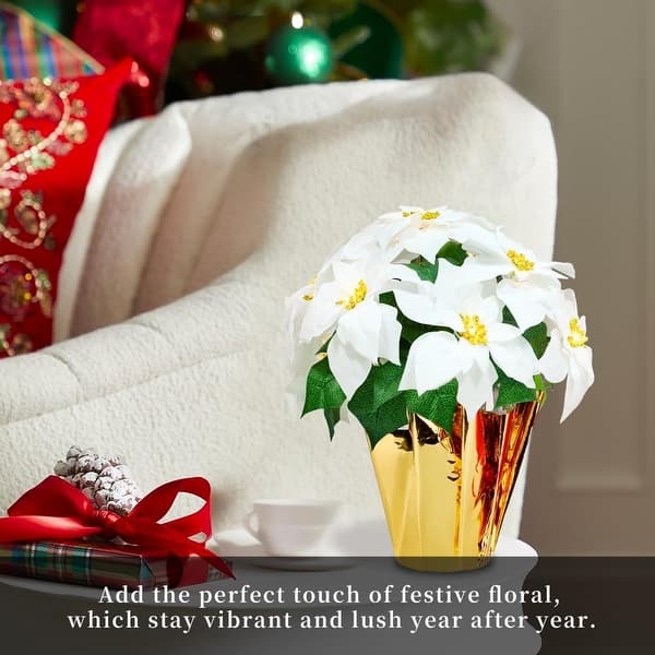 2 Pack Pre-Lit Christmas Decorations Flower LED Lighted Artificial  Poinsettia Plants- Faux Poinsettia Flowers in Pot with Lights - Bed Bath &  Beyond - 39851739