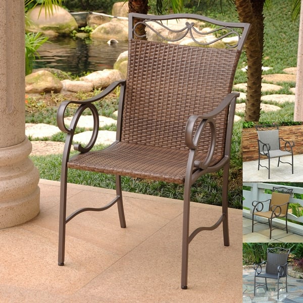 International Caravan Set of 2 Valencia Resin Wicker/Steel Bar Bistro Chairs
