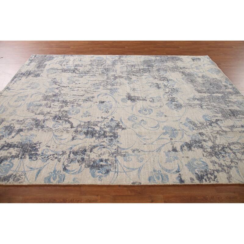 Ivory Abstract Rug Hand-Knotted Wool Carpet - 7'9"x 9'8"