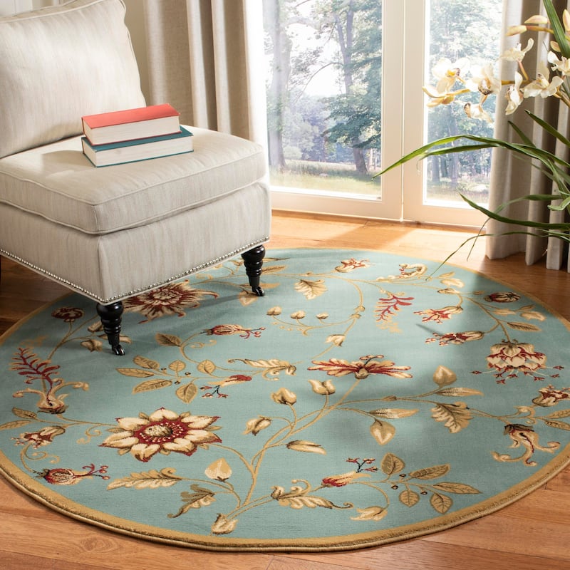 SAFAVIEH Lyndhurst Nazaria Traditional Floral Rug - 5'3" Round - Blue/Multi