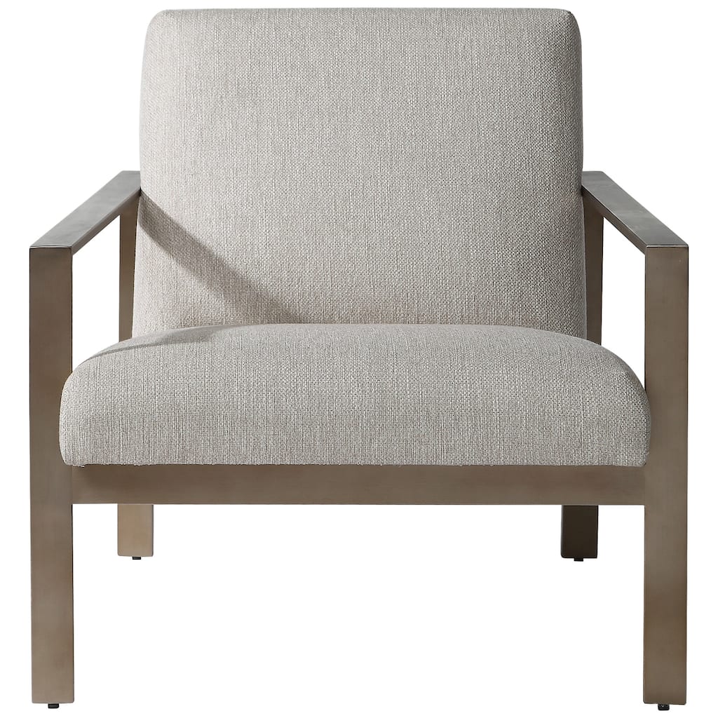 Uttermost Wills 30" Wide Stainless Steel Framed Fabric Upholstered Arm