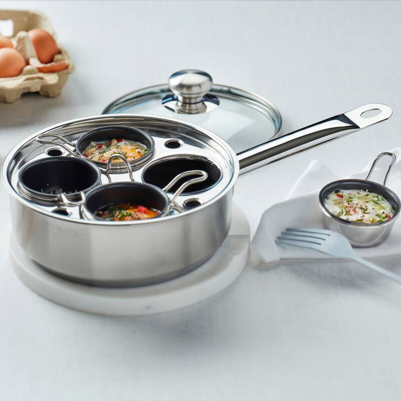 Demeyere Resto 4-cup Stainless Steel Egg Poacher Set - 1.5-qt