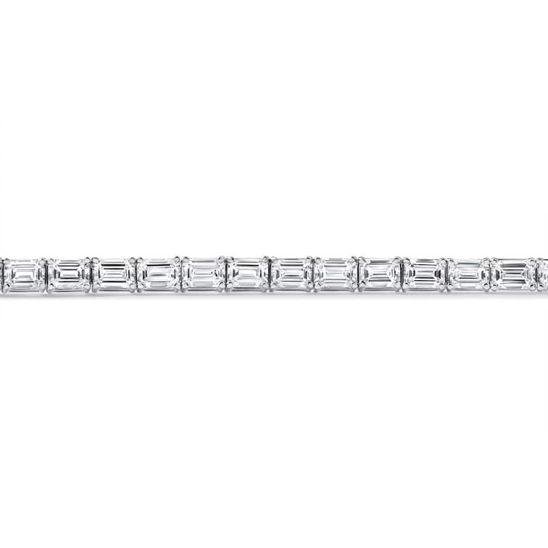 Bliss Diamond 7Ct Emerald Cut Diamond East West Tennis Bracelet White Gold Lab Grown