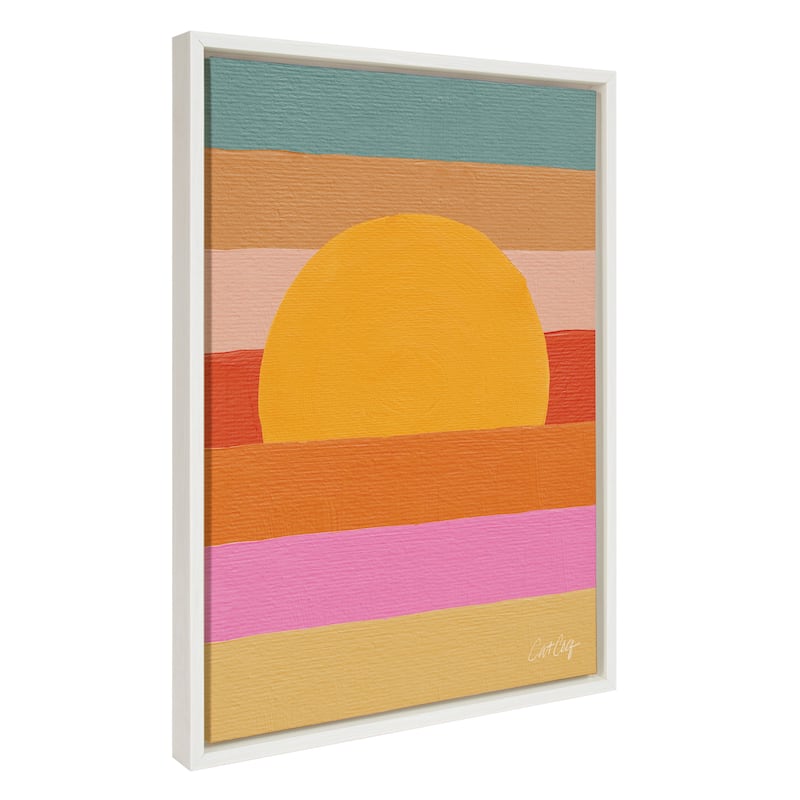 Kate and Laurel Sylvie Sunset Waves Framed Canvas by Cat Coquillette