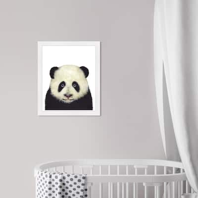Olivia's Easel 'Cute Baby Panda'Kids Wall Art Framed Print Black,White