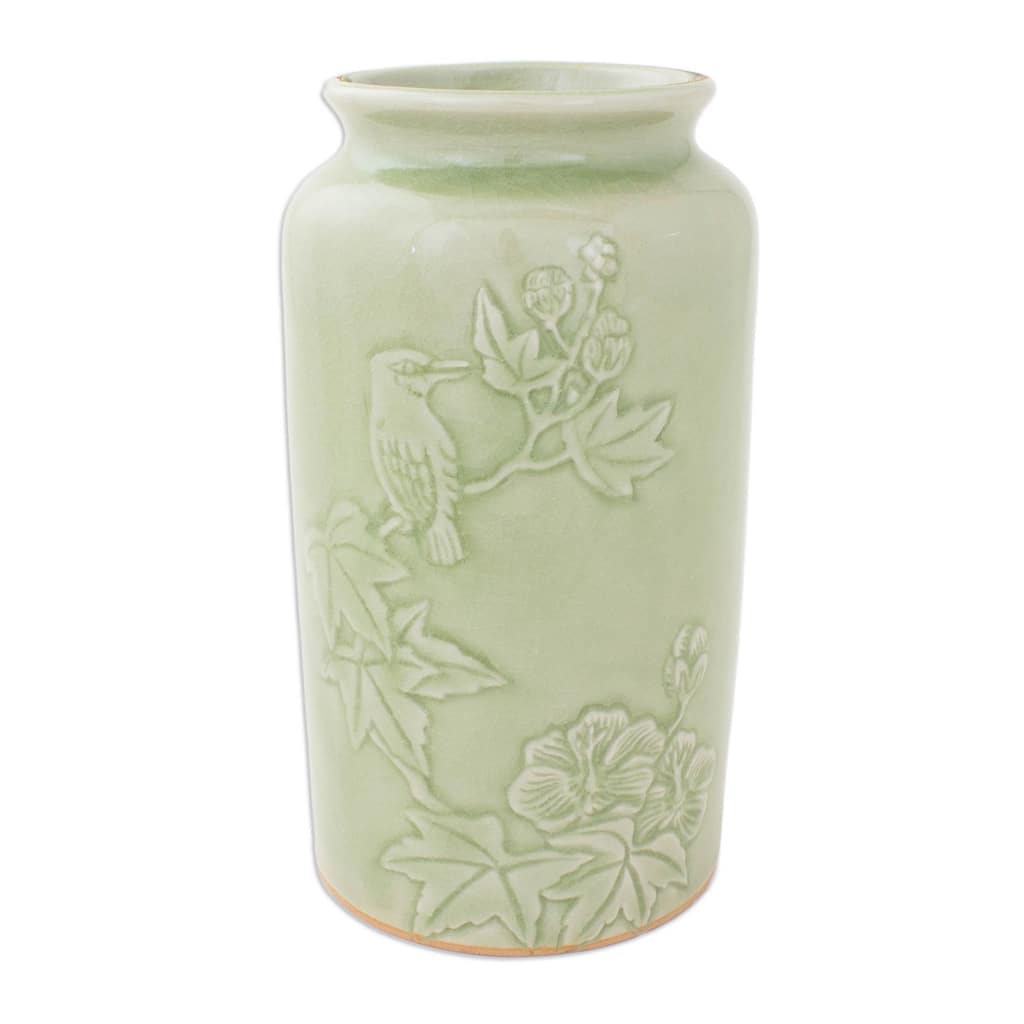 Novica Handmade Natural Glory Celadon Ceramic Vase