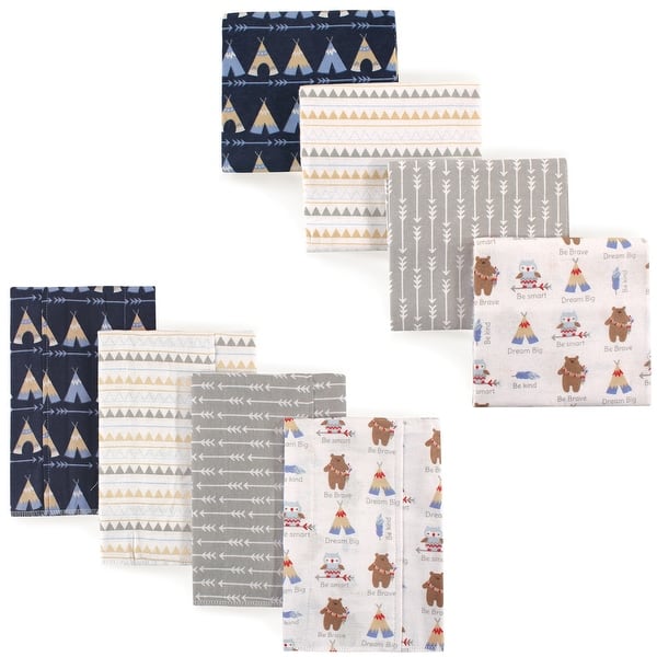 slide 1 of 1, Luvable Friends Infant Boy Cotton Flannel Burp Cloths and Receiving Blankets, 8-Piece, Bears, One Size - Tribe - One Size One Size - Tribe