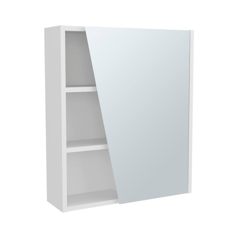 Quintana Wall-Mounted Mirror Medicine Cabinet With One Door And Four Open Compartments, White