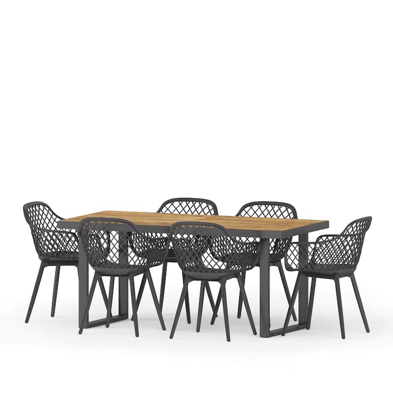 Renata Outdoor Wood and Resin Outdoor 7 Piece Dining Set by Christopher Knight Home