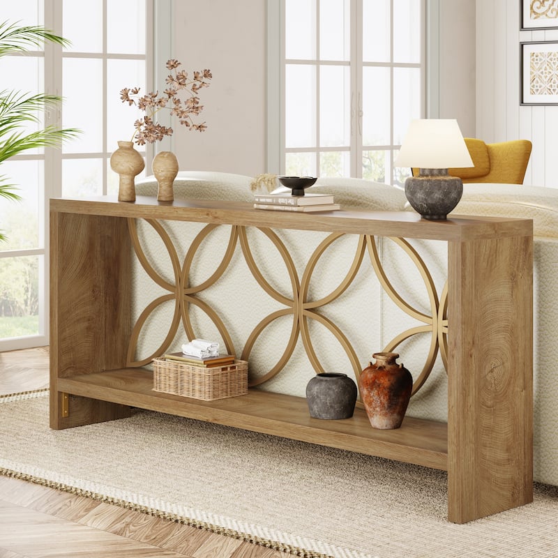 70.9 Inches Narrow Sofa Table, 2-Tier Console Table with Storage