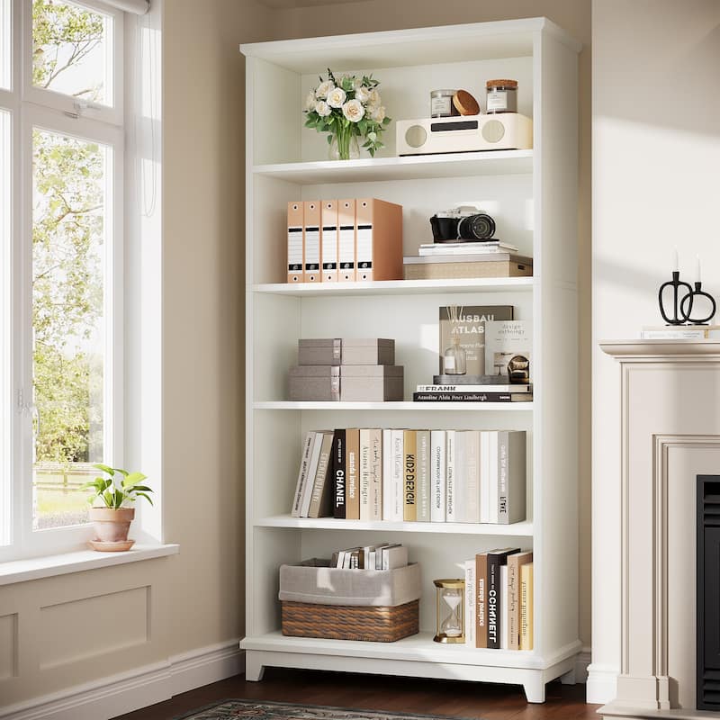 70" Tall Bookcase, Modern Storage Bookshelf, Display Shelving for Library, Office, Bedroom, Living Room - White