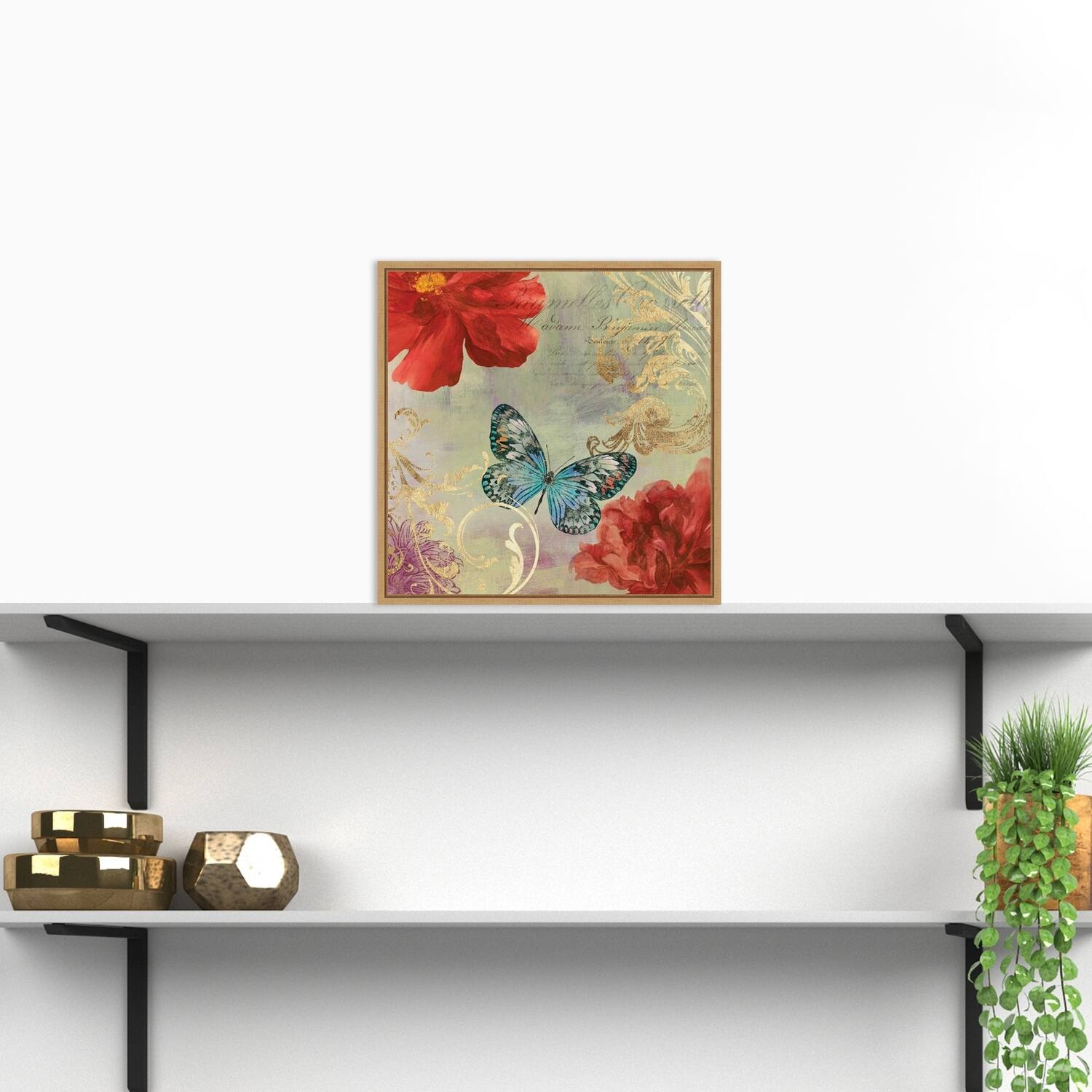 Canvas Art Framed 'Cottage Red' by Asia Jensen 16 x 16inch Bed Bath