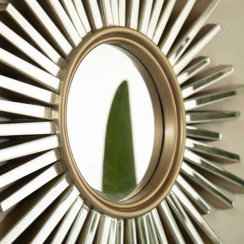 33" Luxury Style PU Sunburst-shaped Art Decorative Mirror