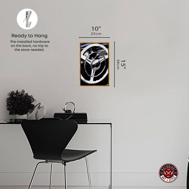 Notoriart Classy Steering Wheel Framed Car 1 Piece Canvas Wall Art
