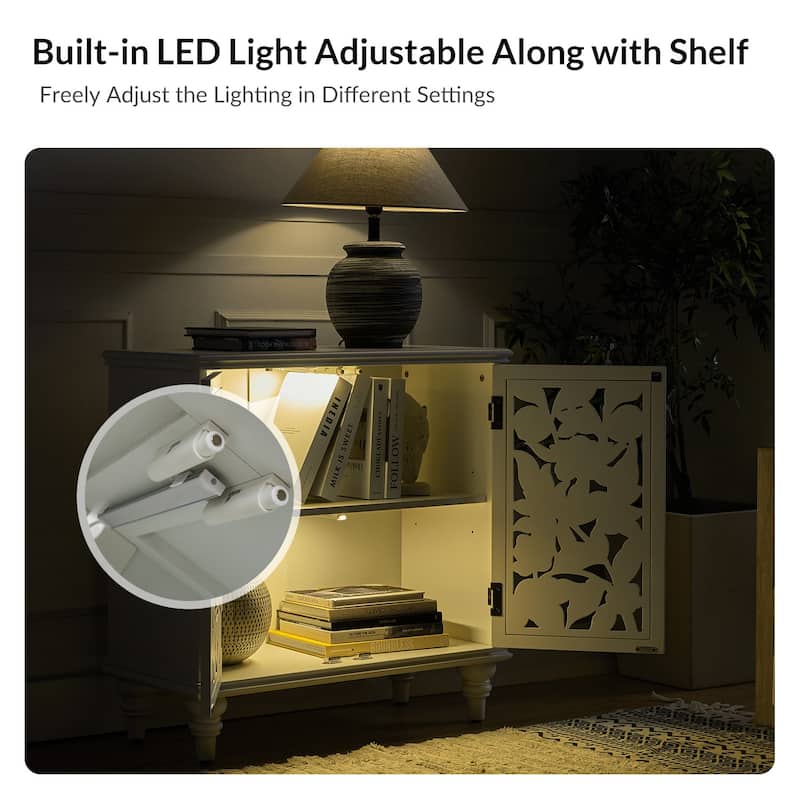 Alban Traditional 32"Tall 2 Hollow Door Accent Cabinet with LED light by HULALA HOME