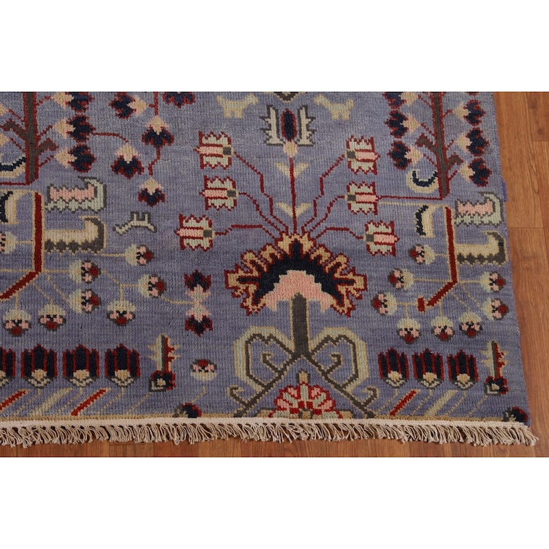 Blue Oushak Oriental Area Rug Handmade Transitional Wool Carpet - 8'8"x 11'10"
