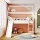 preview thumbnail 2 of 7, Twin Size Loft Bed with Slide, House-shaped Bed with Ladder, Pine Wooden Bed with Guardrails for Bedroom, White