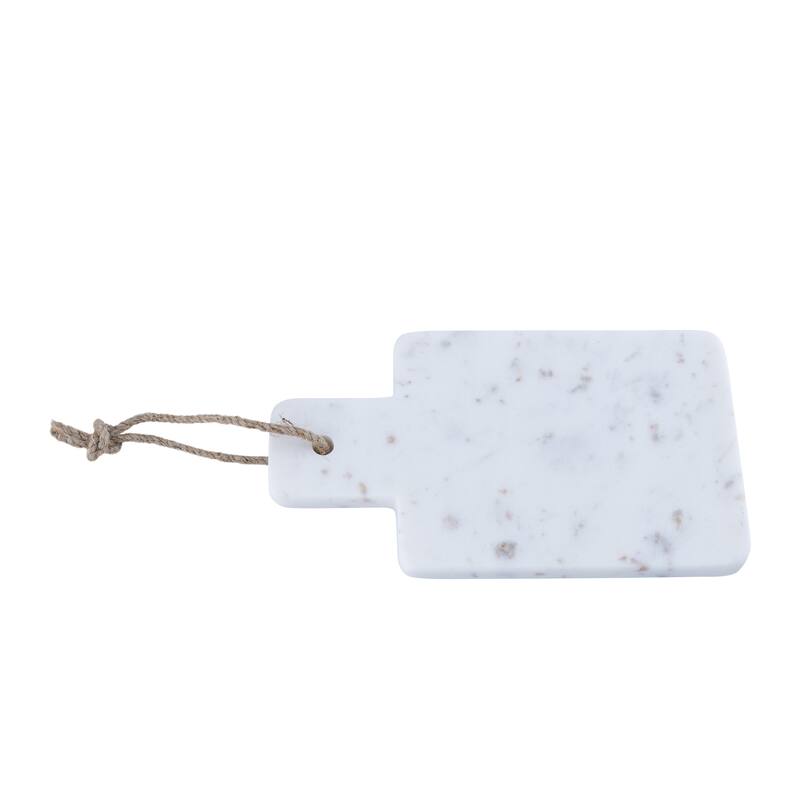 Sm. White Marble Cheese Board w/ Jute Handle - White