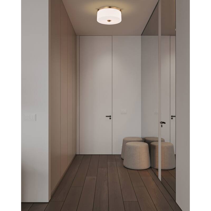 Liam 3 Light Flush Mount Burnished Brass White Opal Glass - Burnished Brass