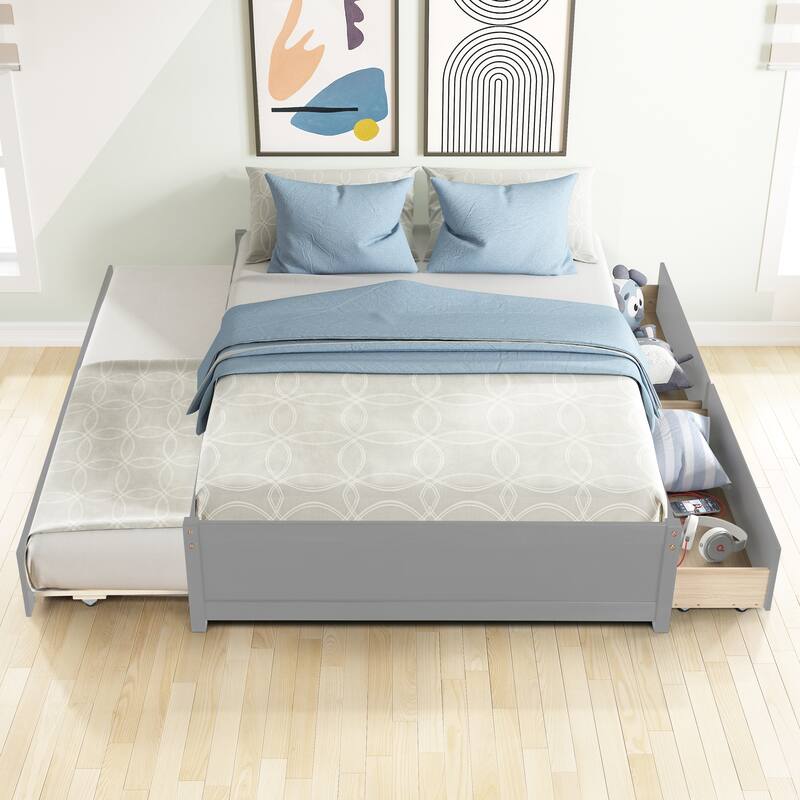 FULL Bed with Twin TRUNDLE and TWO DRAWERS