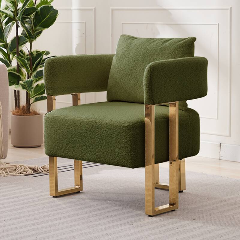 Modern decorative chair, living room side chair with gold metal legs, no wheels, suitable for dressing area, reception room