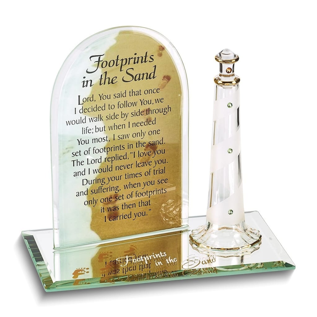 Curata Footprints in The Sand Lighthouse Glass Figurine